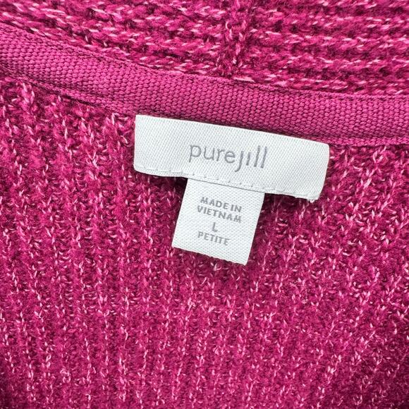 J Jill Sweater Womens Petite Large Lp Burgundy Marled V-Neck Tunic Pullover Knit - Picture 2 of 9